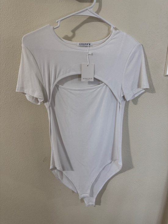 Mango Tops - Mango white short sleeve cutout bodysuit